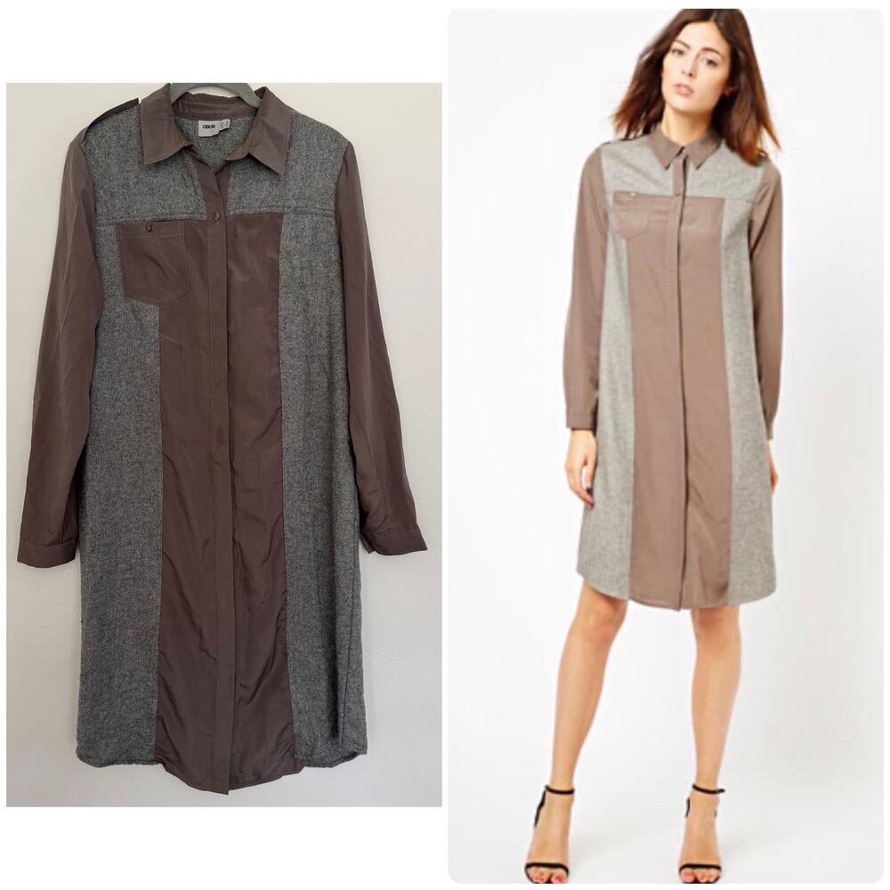 ASOS Color-block Shirt Dress with a Distinct Mix of Textures